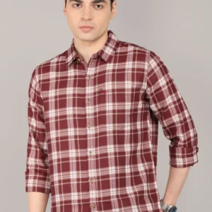 WROGN Men Slim Fit Checkered Spread Collar Casual Shirt