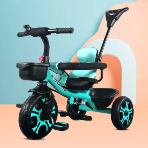 Kidsmate Thunder 2.0 Plug N Play Kids Tricycle: Equipped with Safety Guard Rail, 10 T (inch) Road Cycle (Single Speed, Green, Rigid)